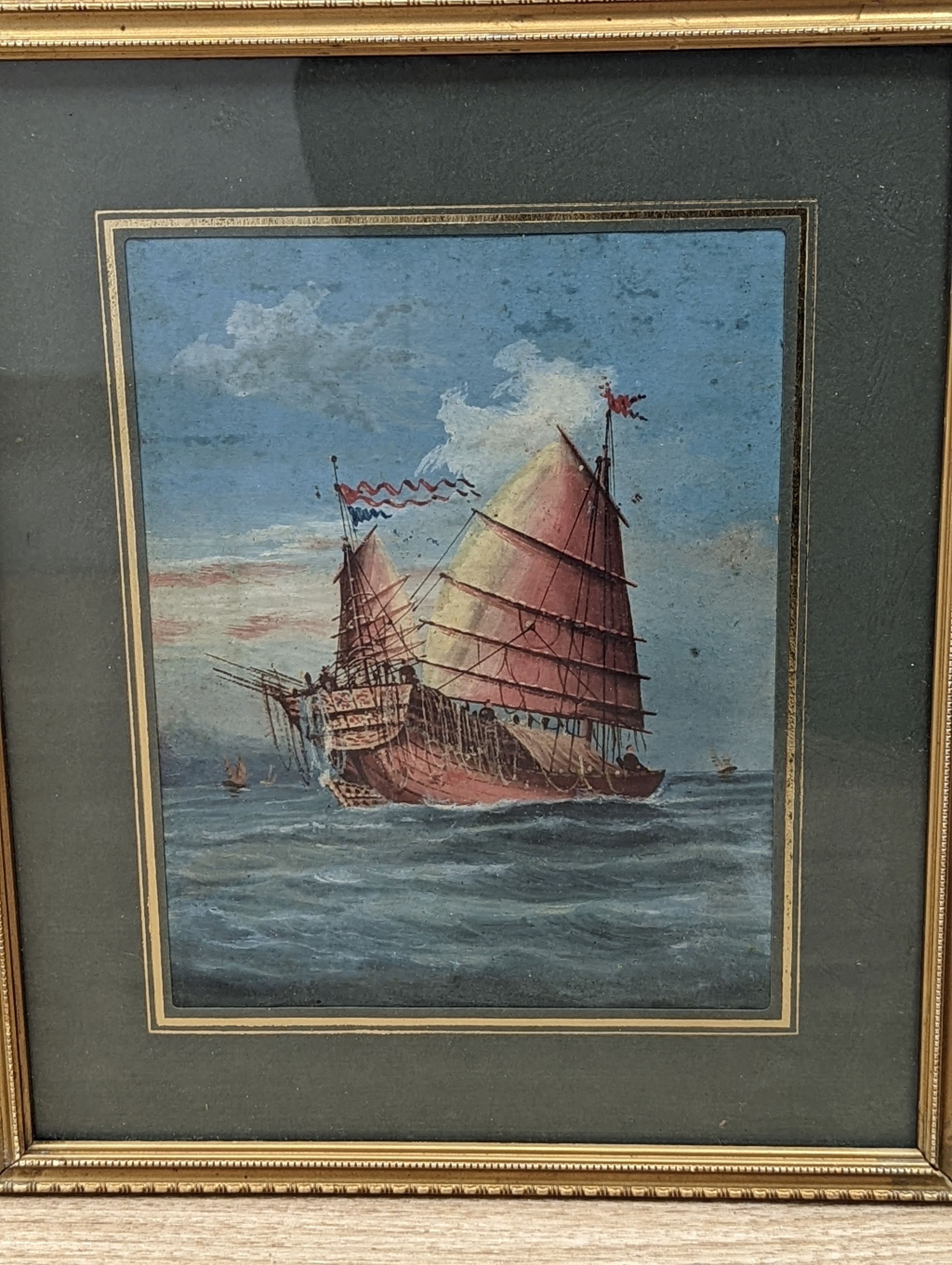 Chinese School, gouache, pair of ship paintings, c.1900, 21 x 16.5cm